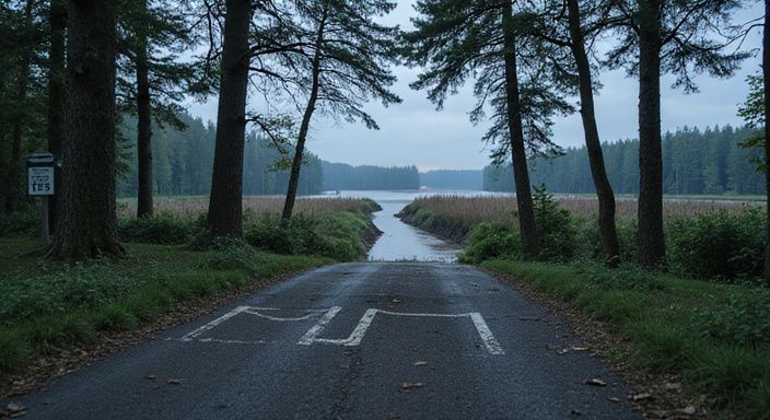 Een vervallen parkeerplaats voor parkeerplek sex omringd door bomen en natuur in Drenthe.