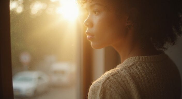 Een vage weergave van een persoon met texturen en zachte details.