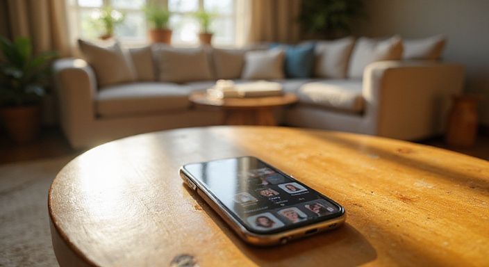 Een smartphone toont een dating-app voor een sexdate in Limburg met diverse profielen.