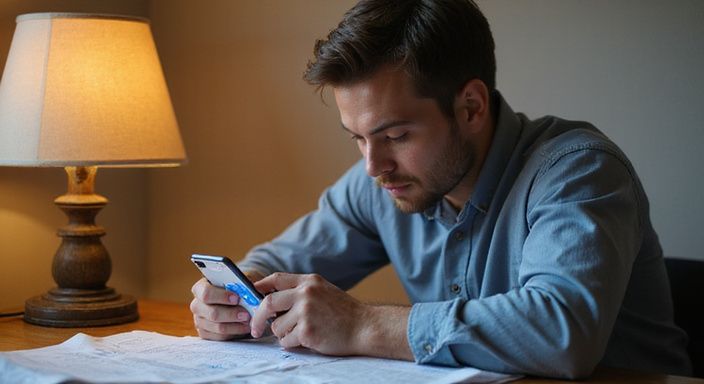 Een jongvolwassene verdiept in het bekijken van een datingapp voor een sexdate in Vlaams-Brabant.