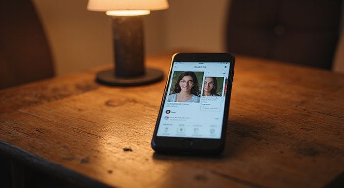 Een smartphone toont een datingapp met profielen voor een sexdate in West-Vlaanderen.