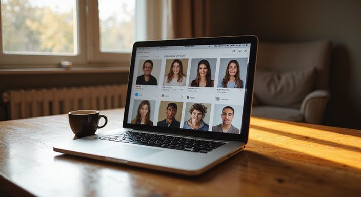 Een laptop toont een dating-app met diverse profielen voor een sexdate in West-Vlaanderen.